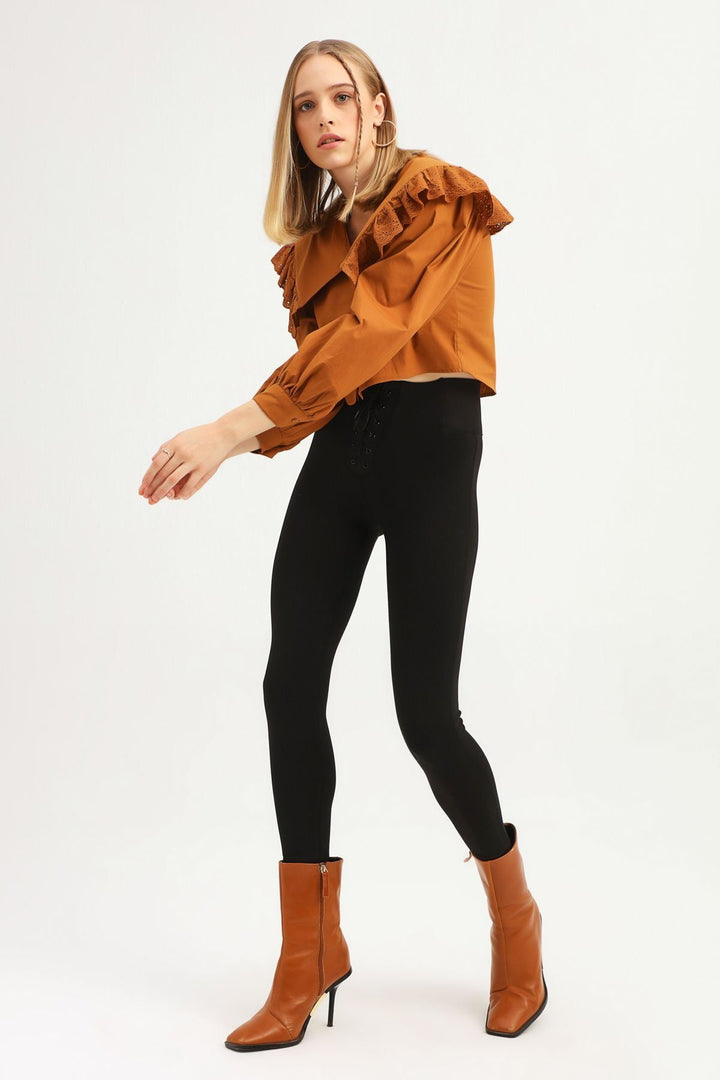 Guipure Flywheel Shirt Camel