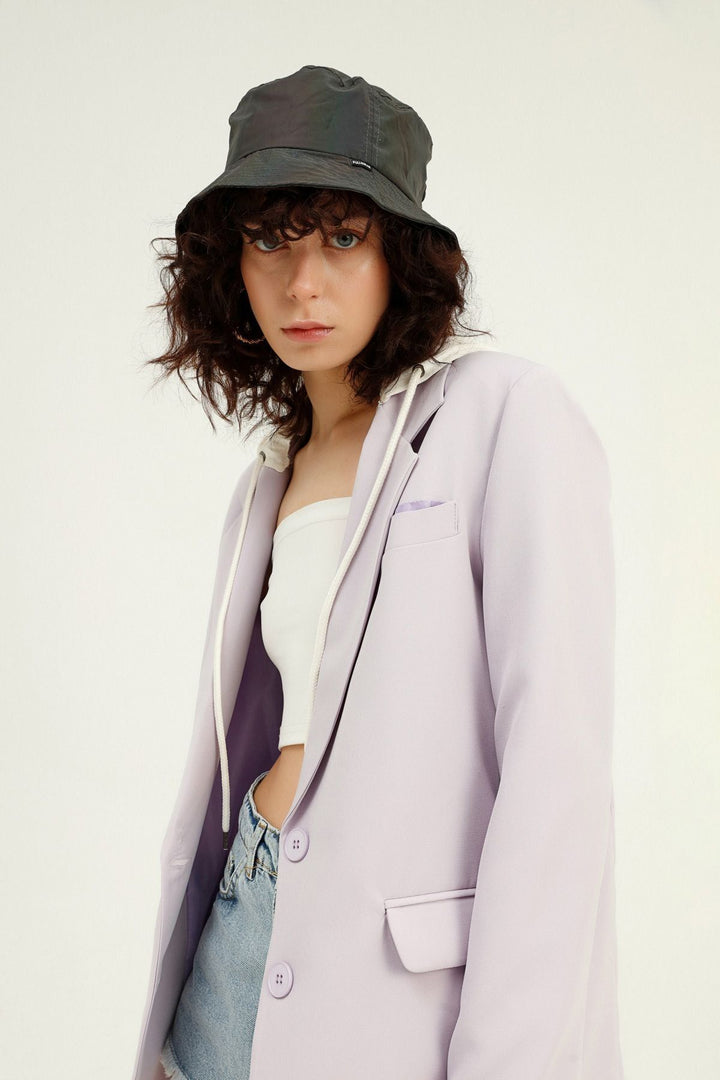 Hooded Blazer Jacket Lilac