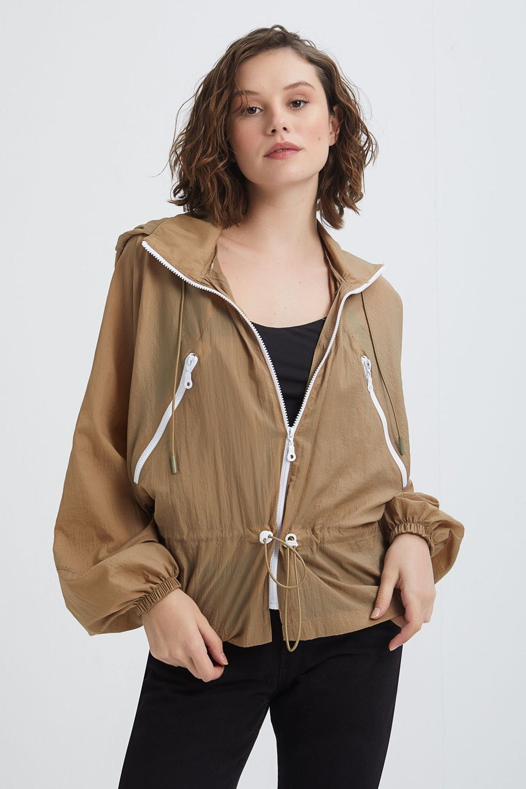 Hooded Raincoat Camel