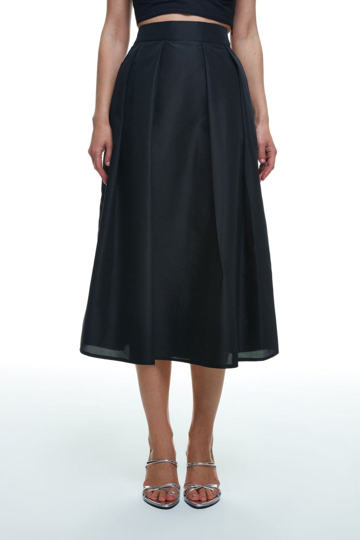 Pleated Pocket Midi Skirt Black