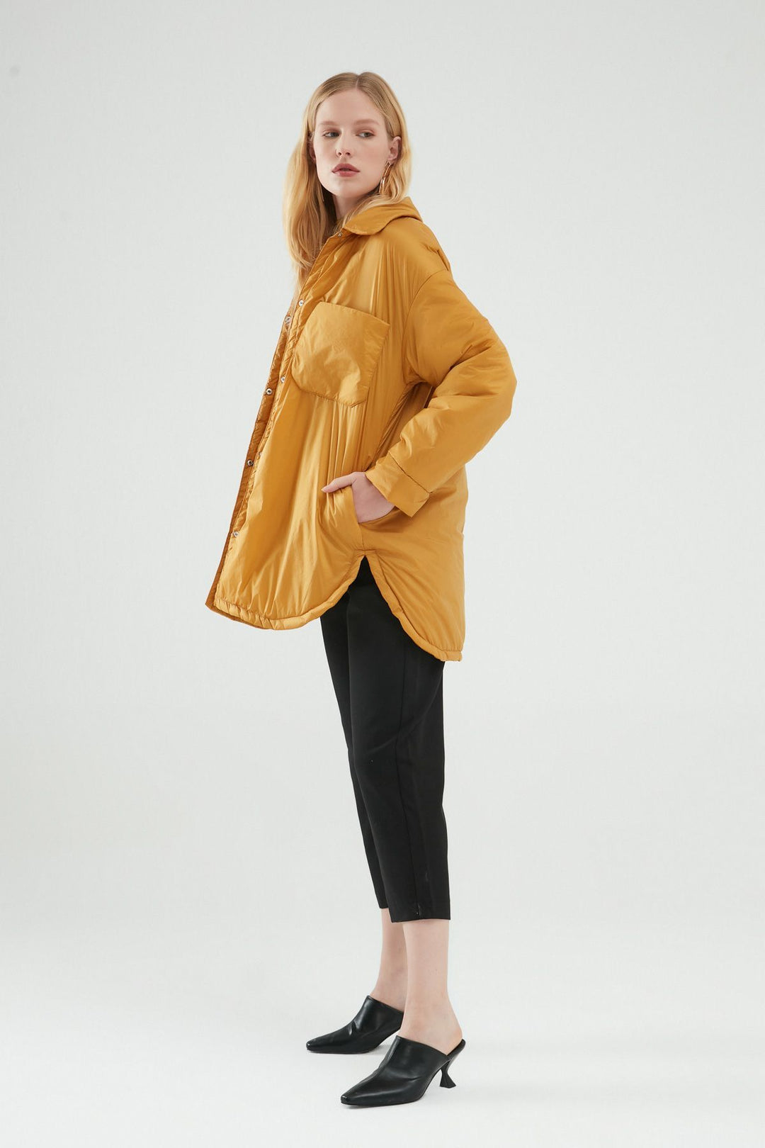 Oversize Uzun Ceket Hardal