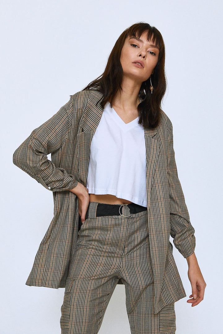 Patterned Long Jacket Gray