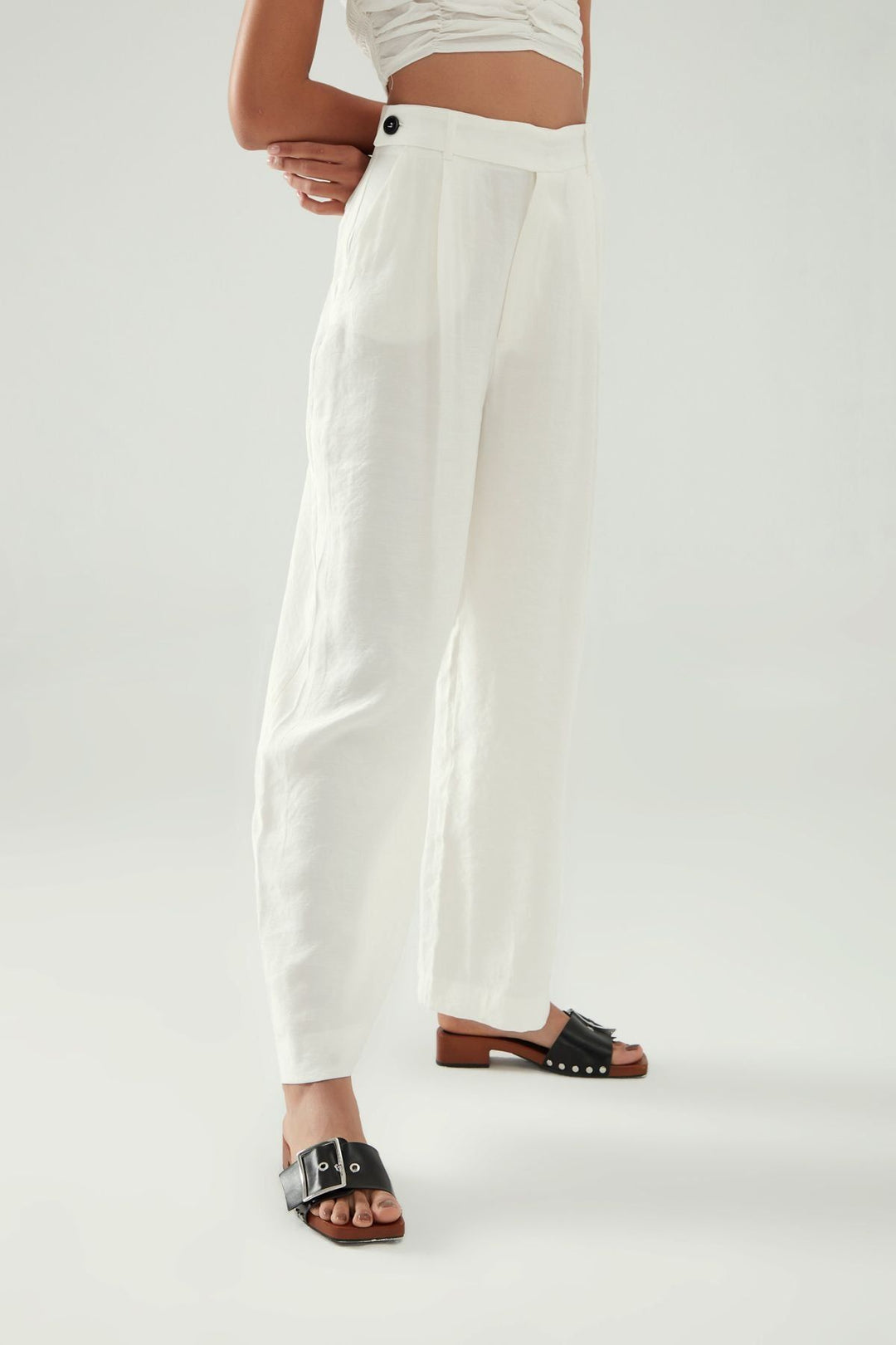 High Waist Palazzo Pants White