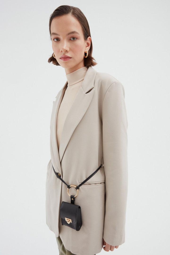 Belt Bag Blazer Jacket Stone