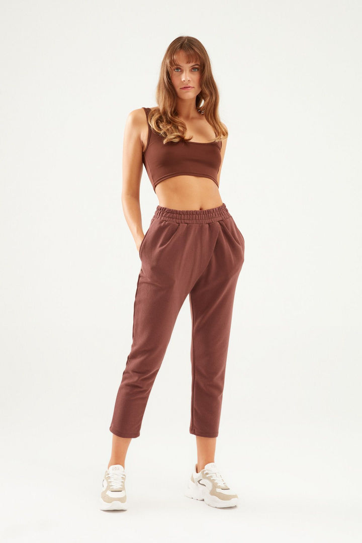 Beli Lastikli Eşofman Kahverengi