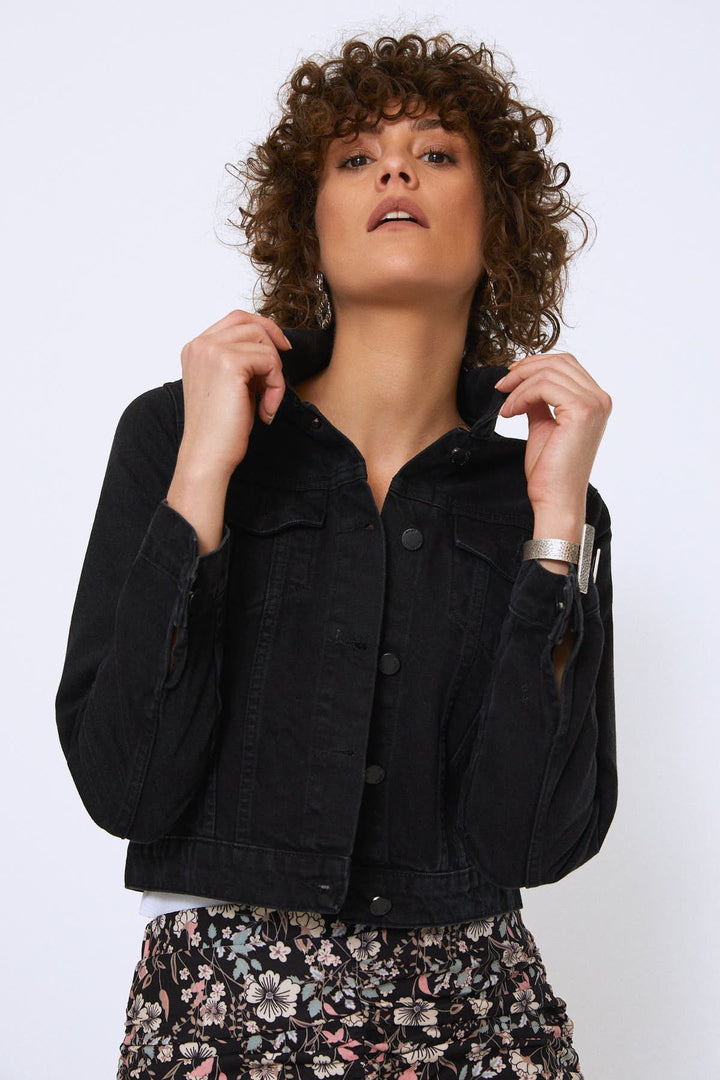 Crop Kot Ceket Antrasit