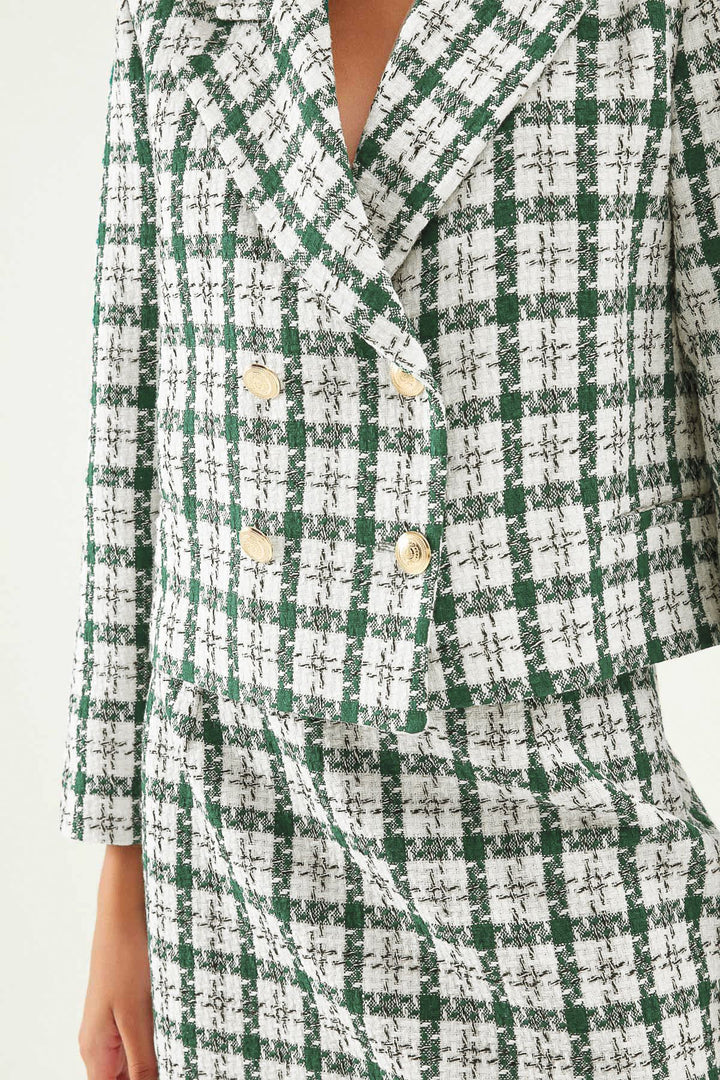 Striped Tweed Blazer Jacket Mint