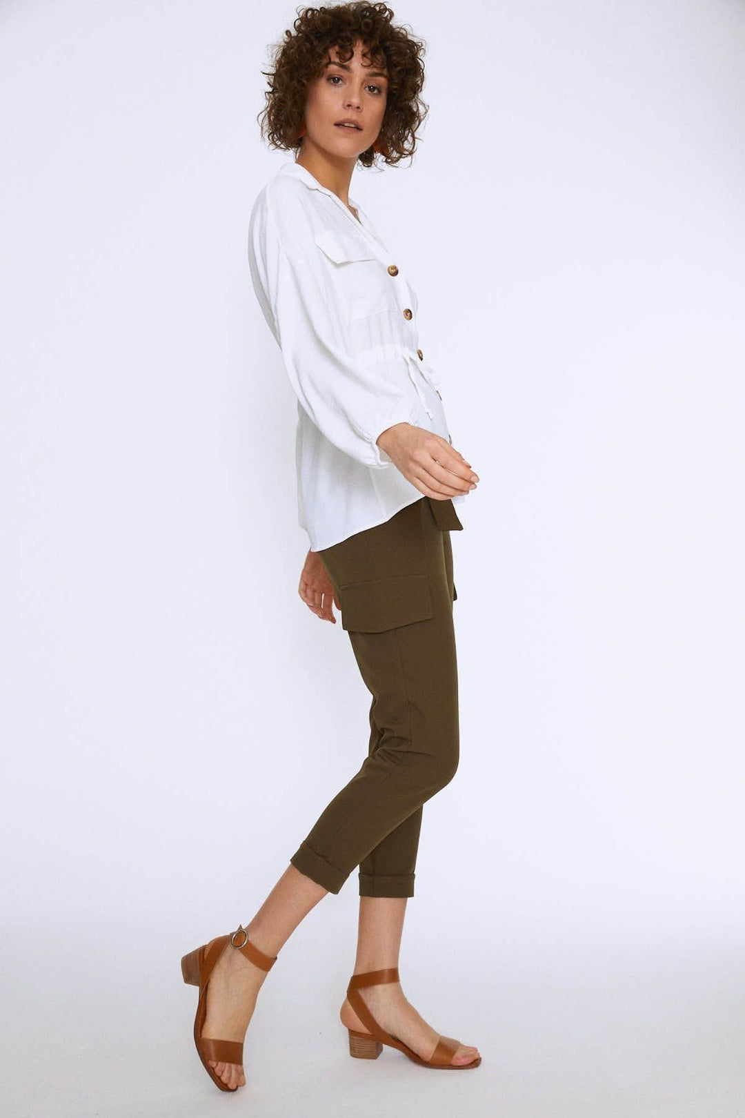 Tie Waist Pocket Shirt Ecru