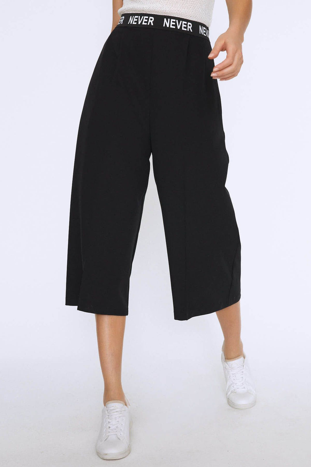 Beli Ribanalı Bol Paça Pantolon Siyah