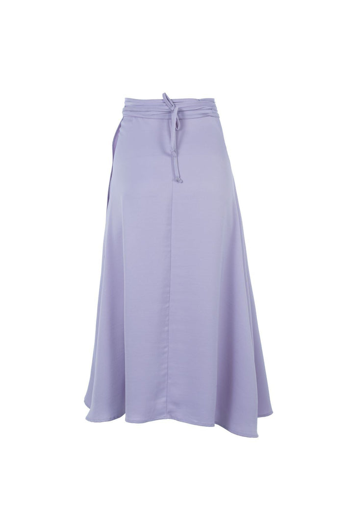 Wrapped Satin Midi Skirt Lilac