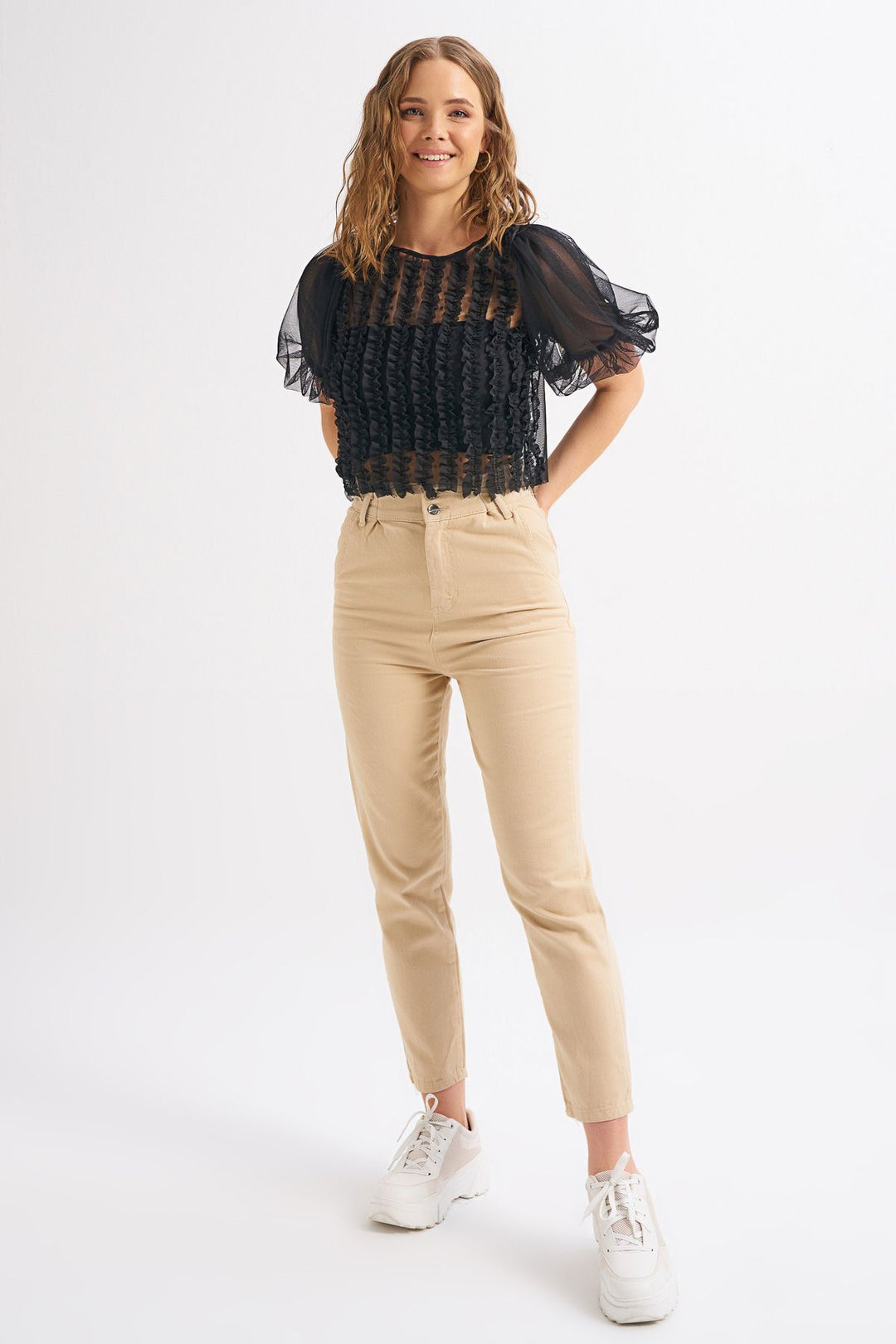 Balloon Sleeve Gippie Tulle Ice Black