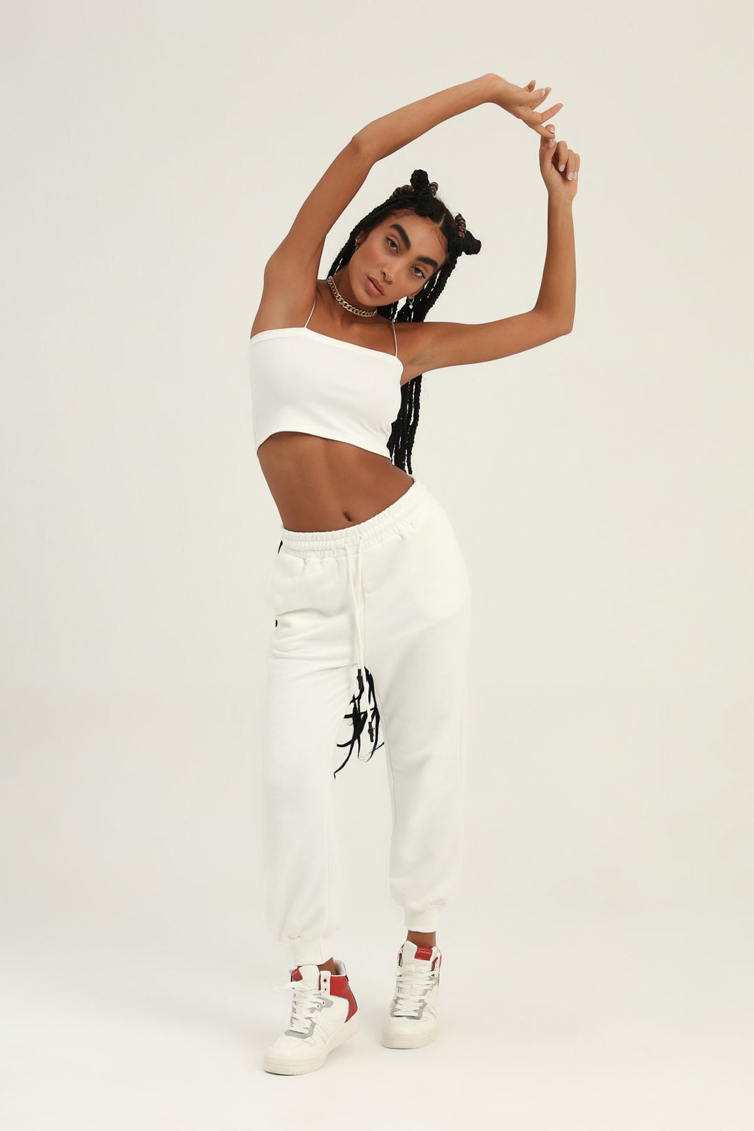 Jogger Elastic Waist Tracksuit White