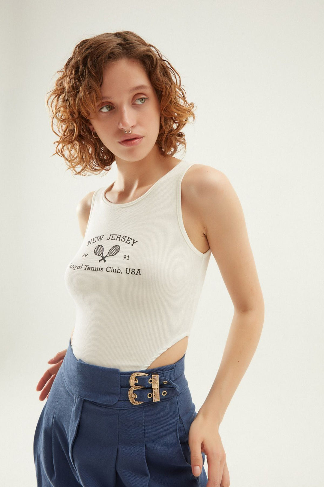 Printed Bodysuit White