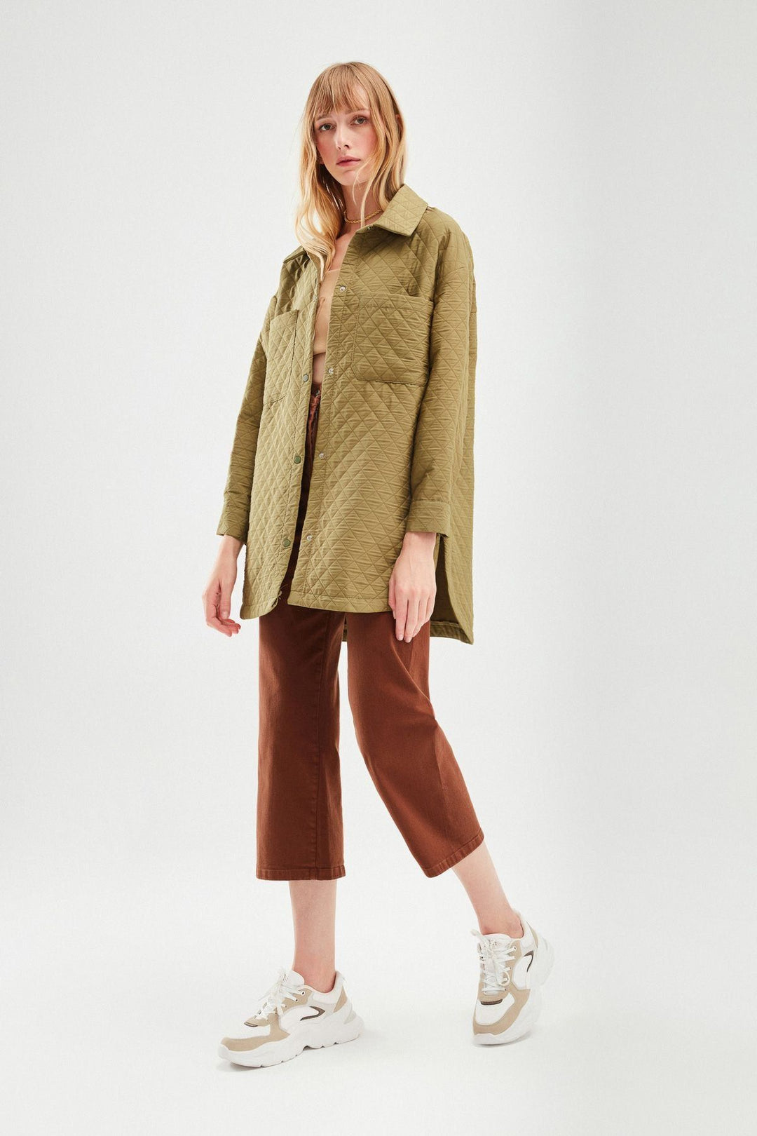 Oversize Quilted Jacket Khaki