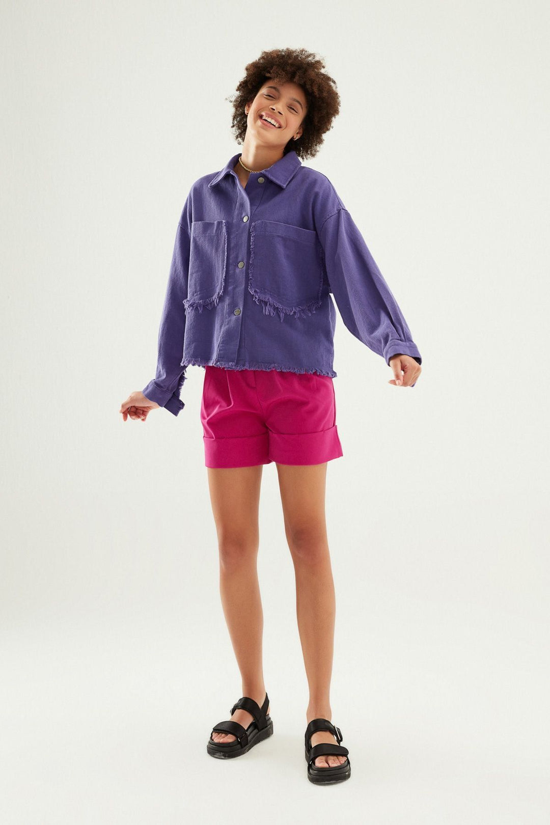 Püsküllü Ceket Mor