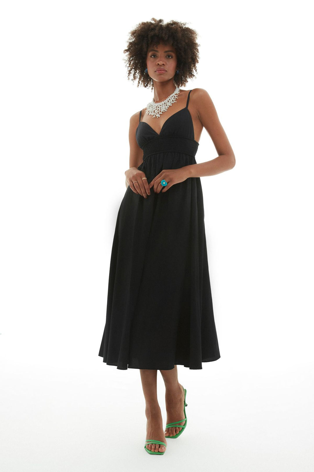 Beli Gipeli Uzun Elbise Siyah