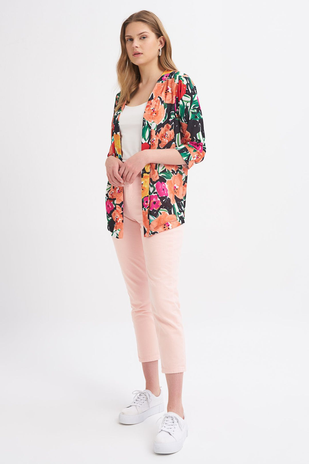 Desenli Şal Yaka Ceket Oranj