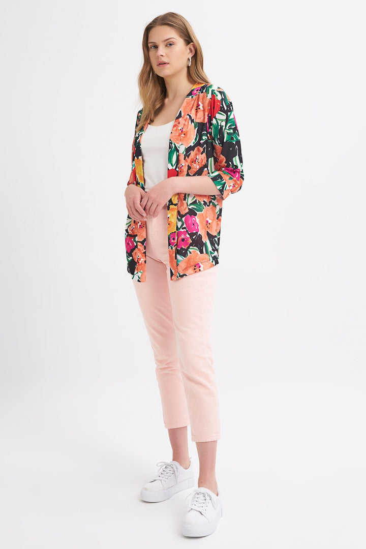 Desenli Şal Yaka Ceket Oranj