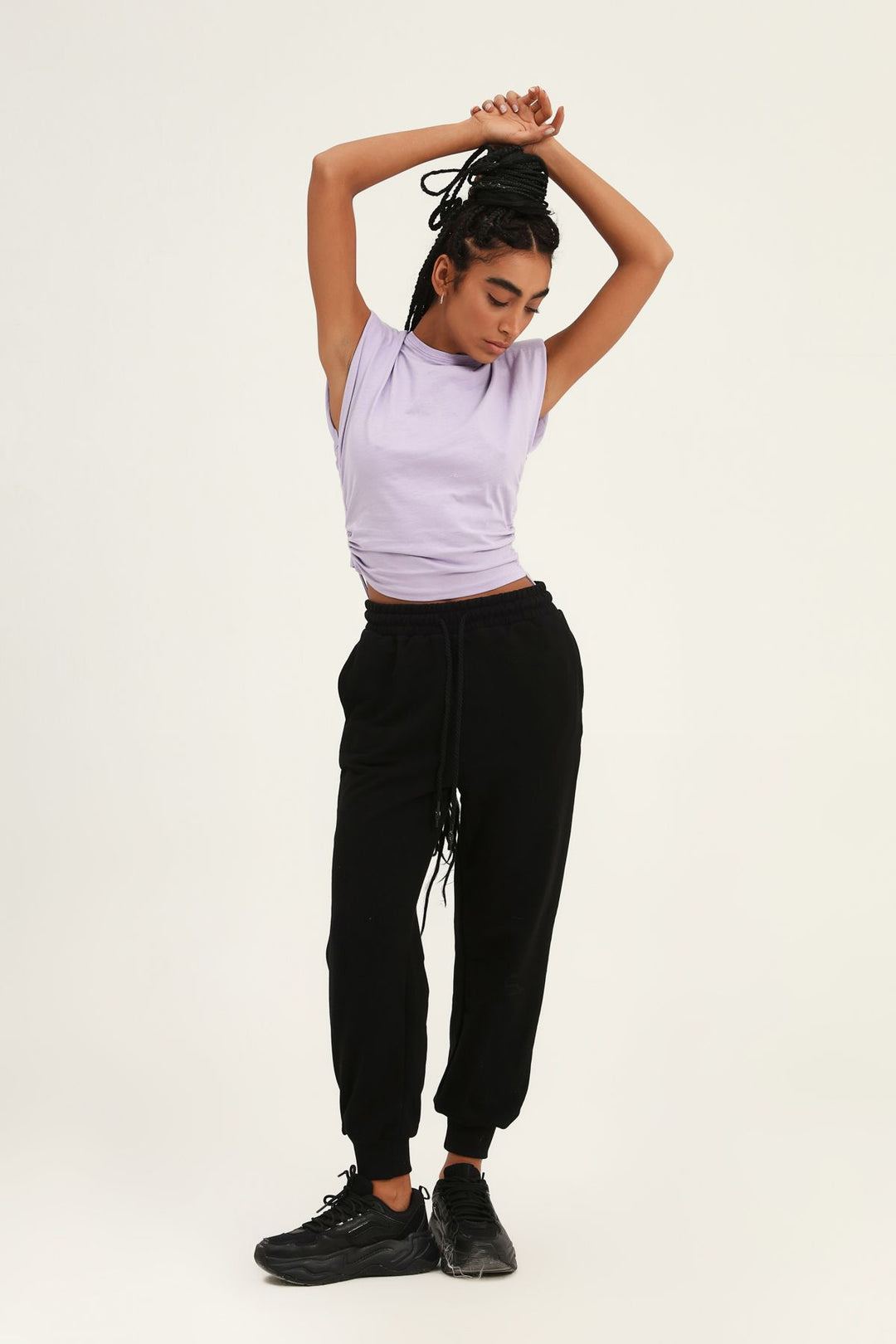 Jogger Elastic Waist Tracksuit Black