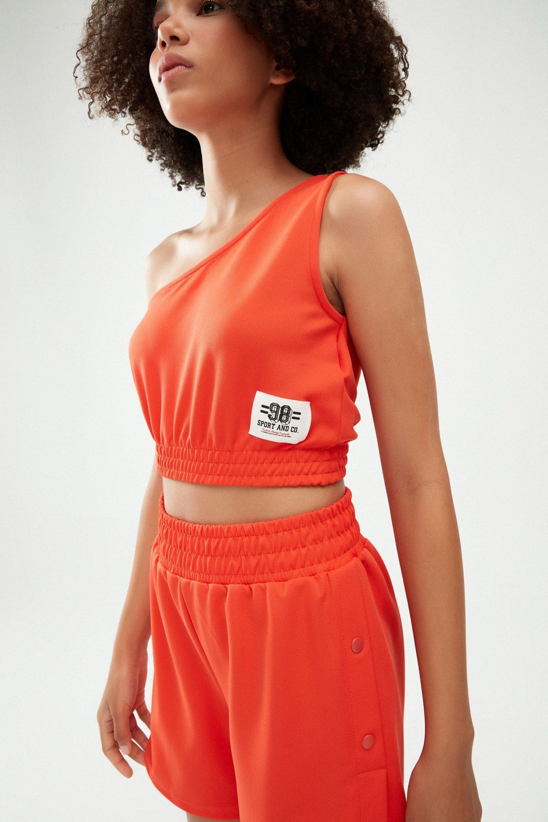 One Shoulder Crop Blouse Orange