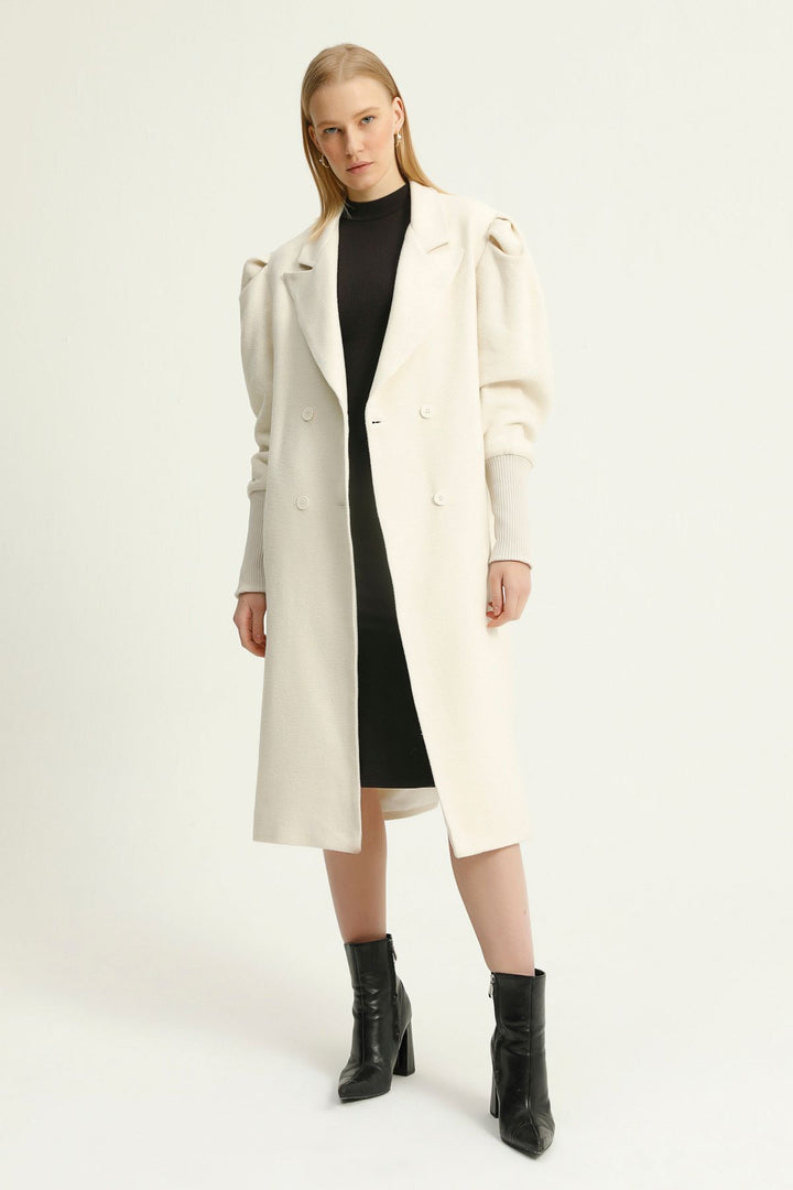 Rib Sleeve Cachet Coat Ecru