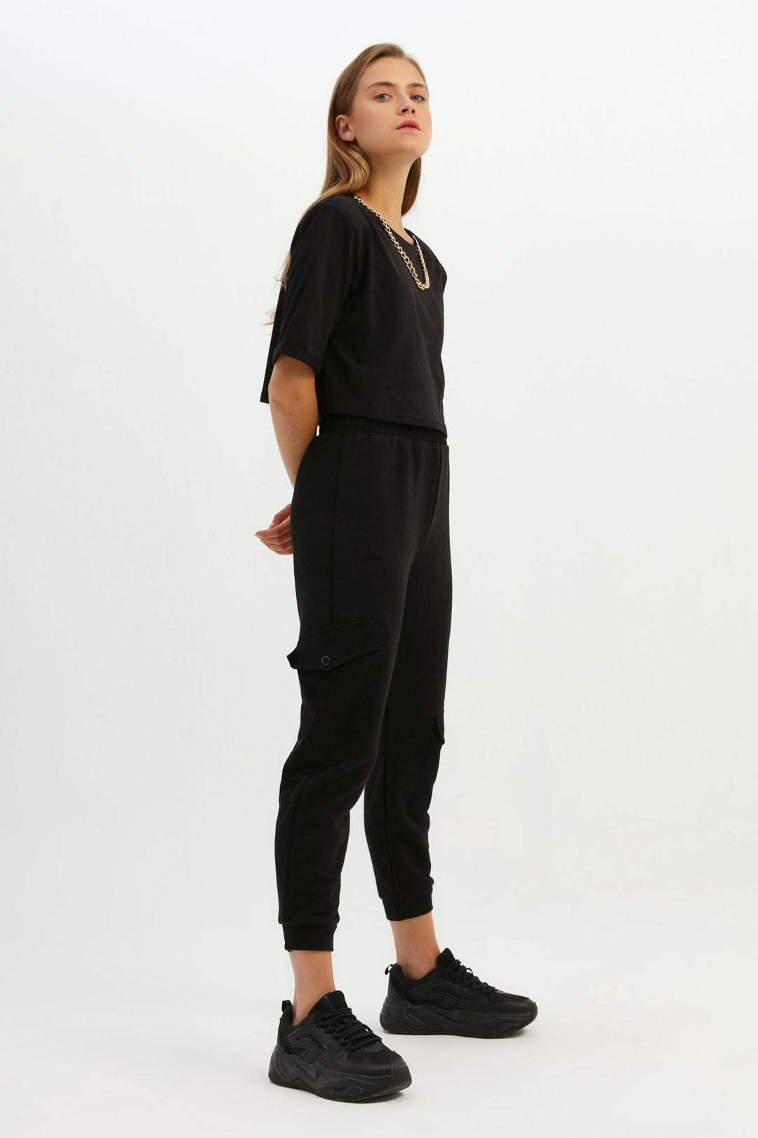 Kargo Cepli Jogger Pantolon Siyah