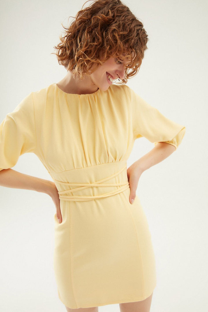 Tie Waist Dress Yellow