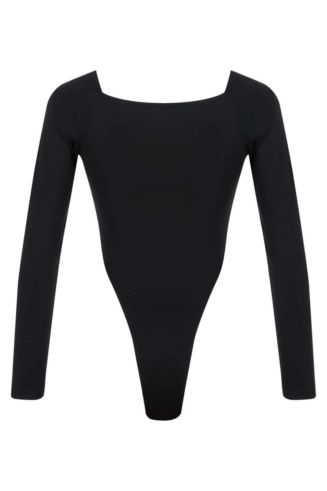 Square Collar Long Sleeve Bodysuit Black