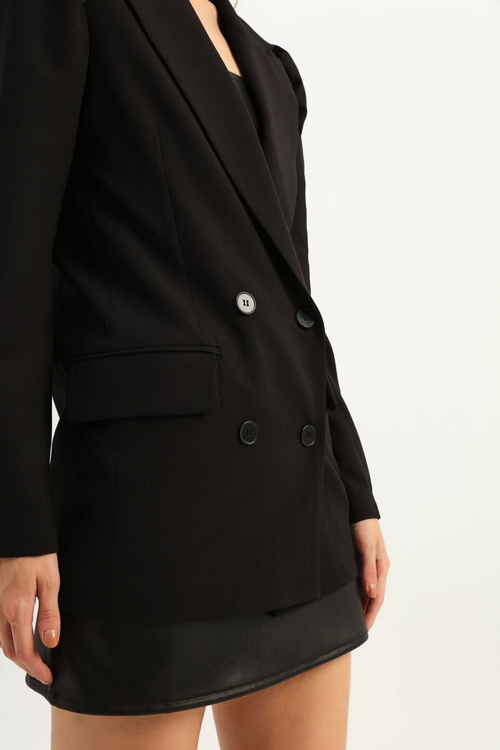 Balloon Sleeve Blazer Jacket Black