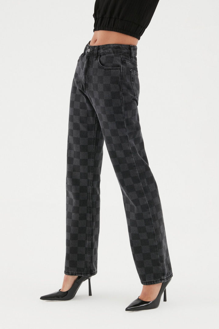 Checkered Jeans Anthracite