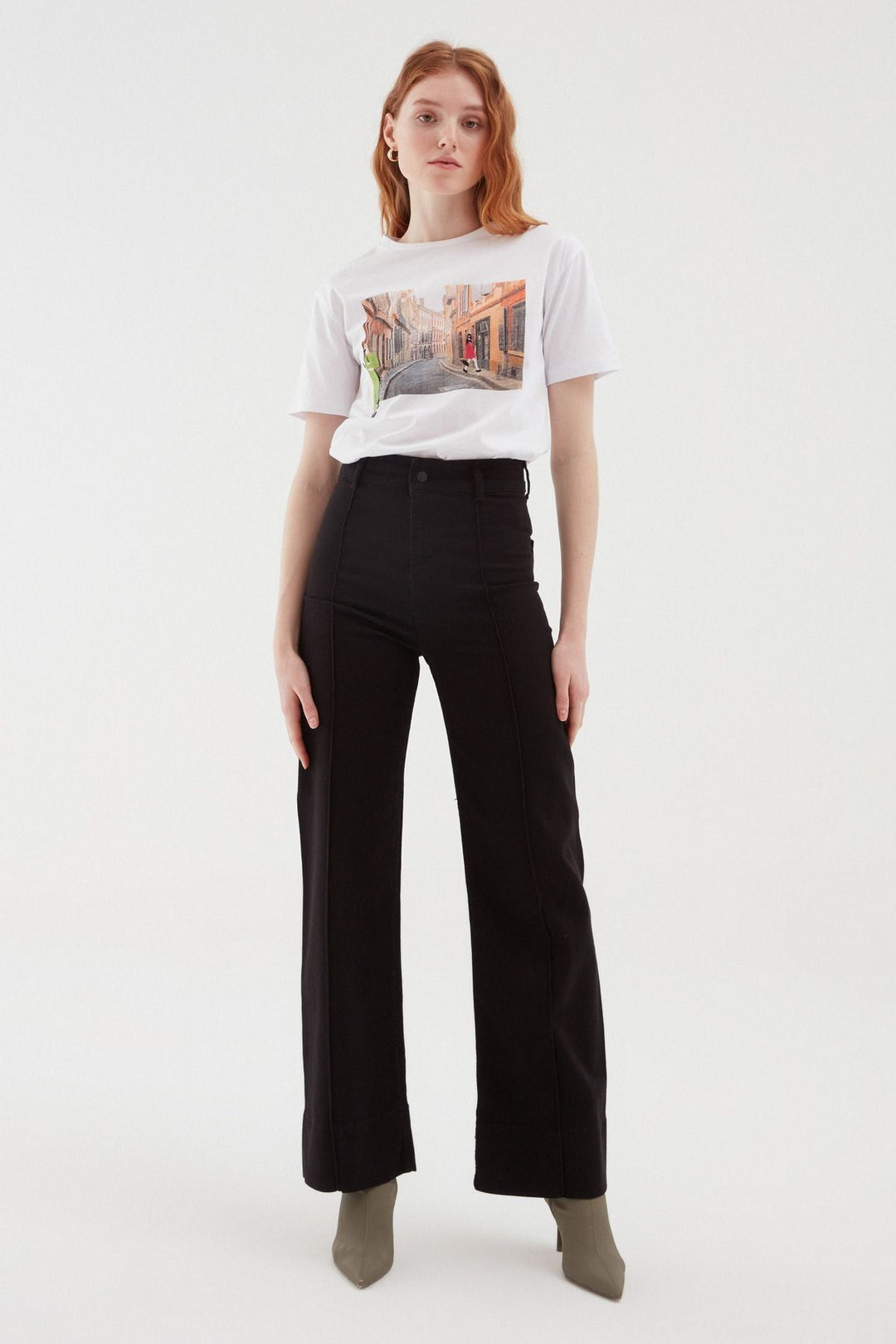 Bol Paça Gabardin Pantolon Siyah