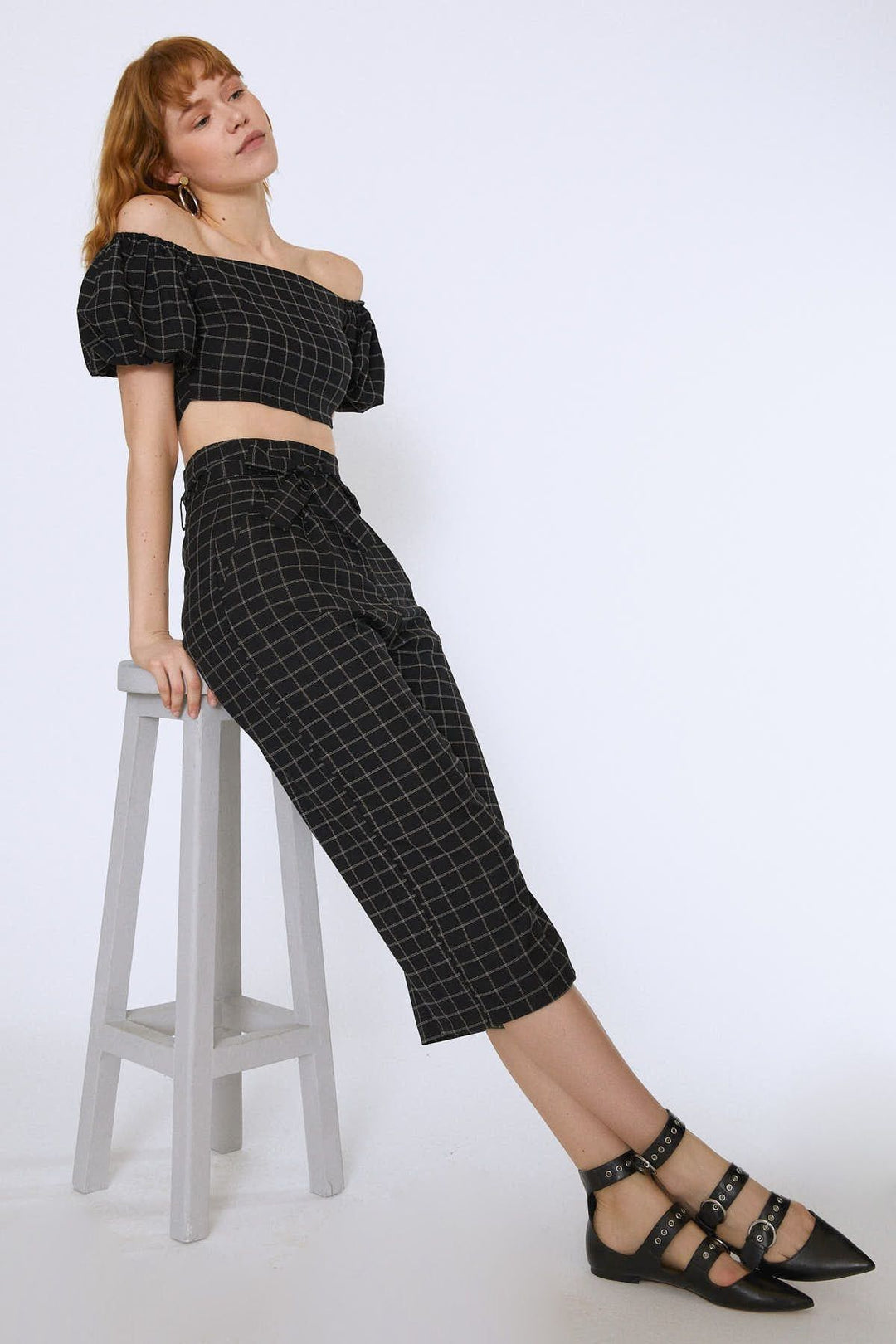 Waist Belted Wide Leg Trousers Black