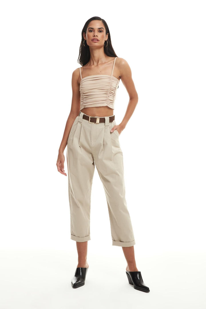 Belt Detailed Trousers Stone