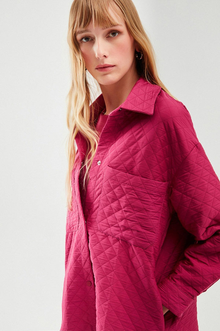 Oversize Kapitone Ceket Orkide