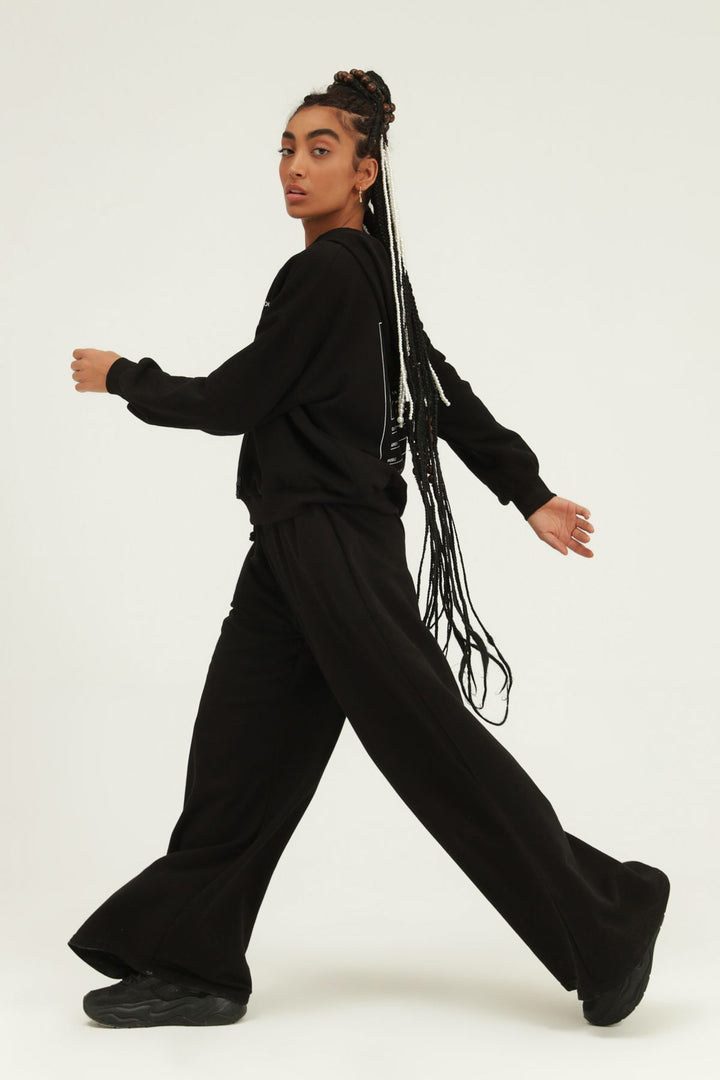 Printed Hoodie Sweatshirt Black