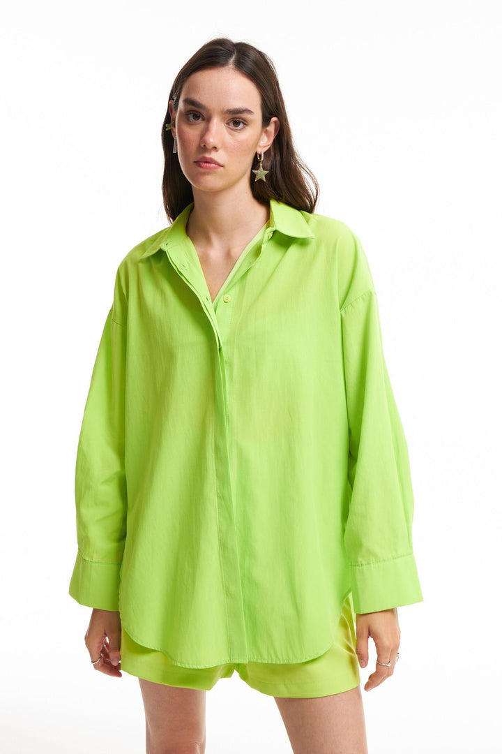 Oversize Gömlek Neon Yeşil