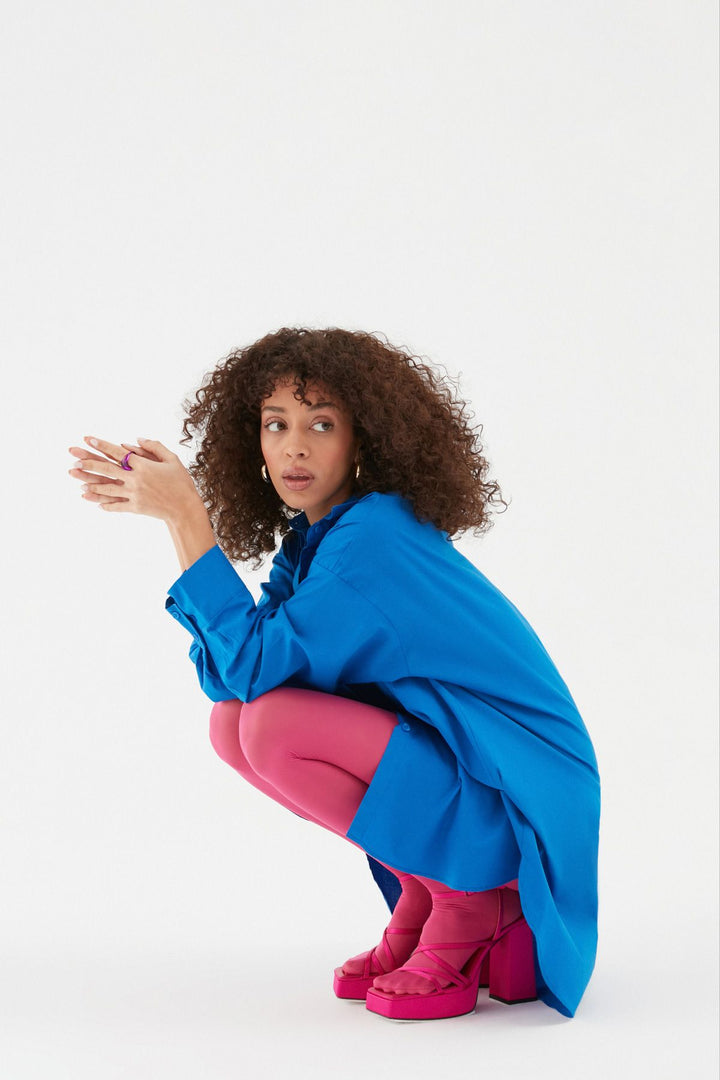 Oversize Shirt Dress Sax