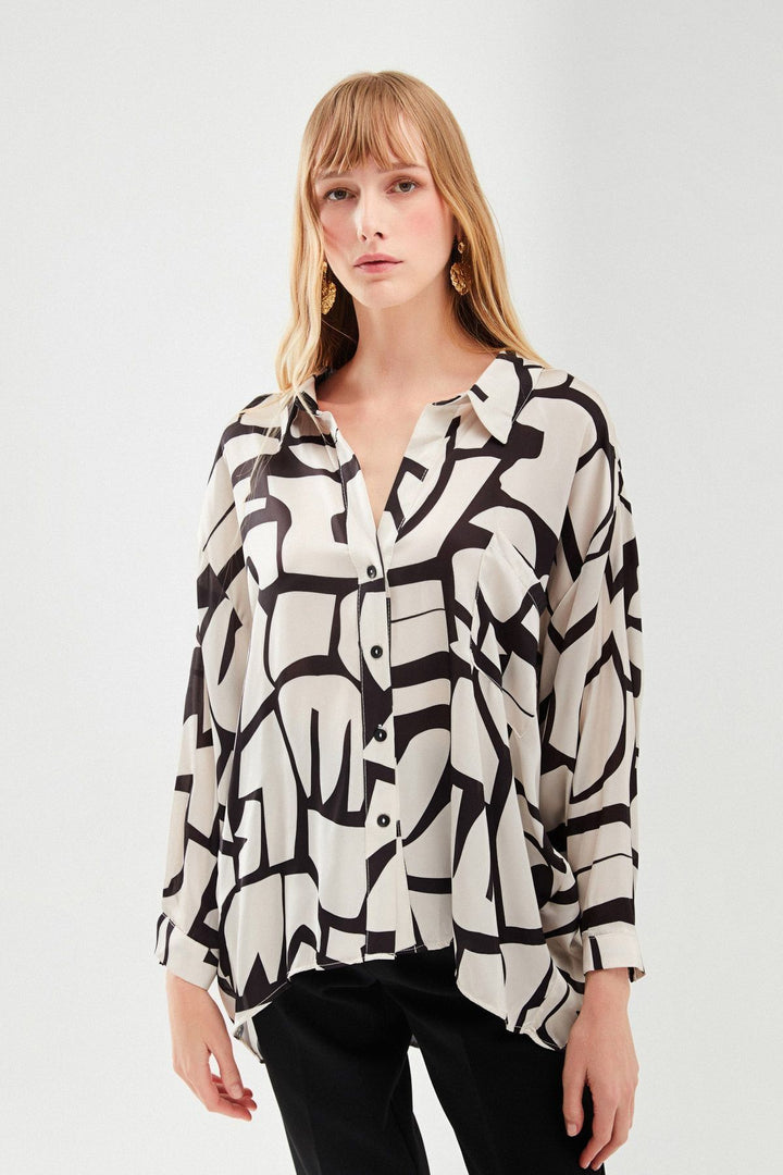 Striped Oversize Shirt Stone