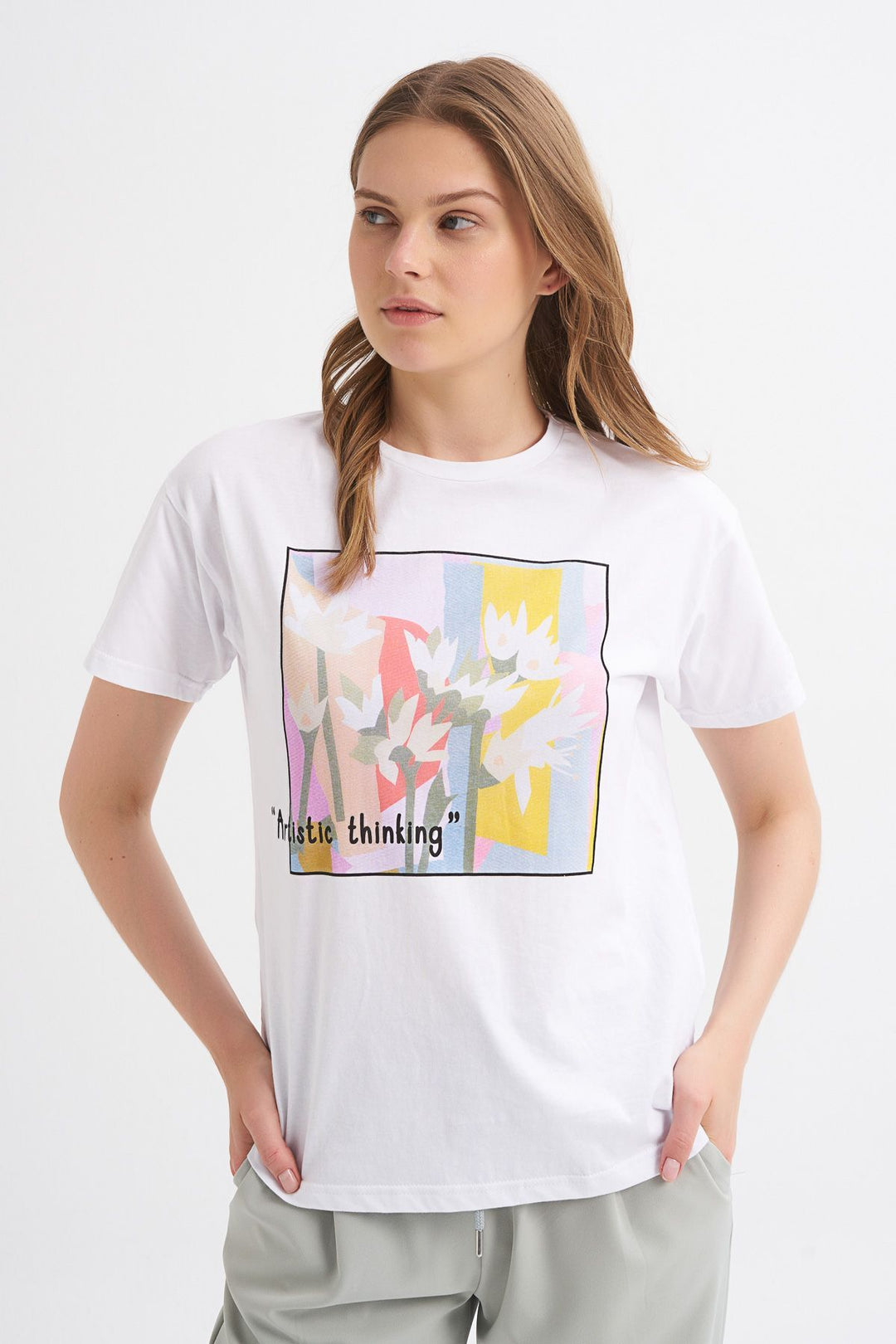 Baskılı Tişört Beyaz