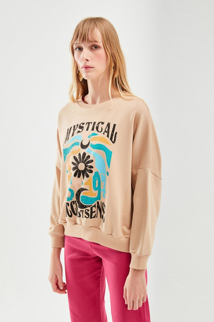 Printed Sweatshirt Beige