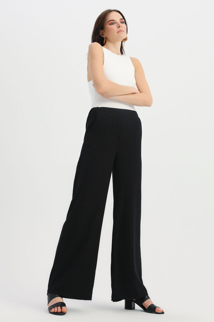 Cepli Bol Paça Pantolon Siyah