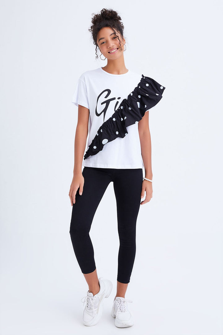 Fırfırlı Tişört Siyah