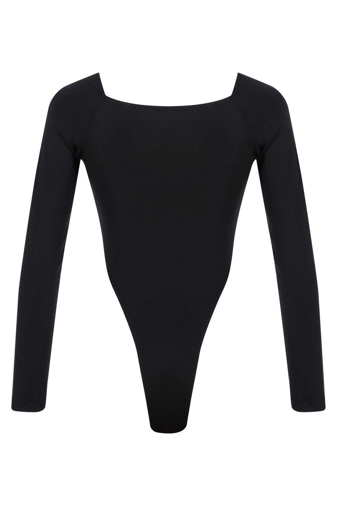 Square Collar Long Sleeve Bodysuit Black