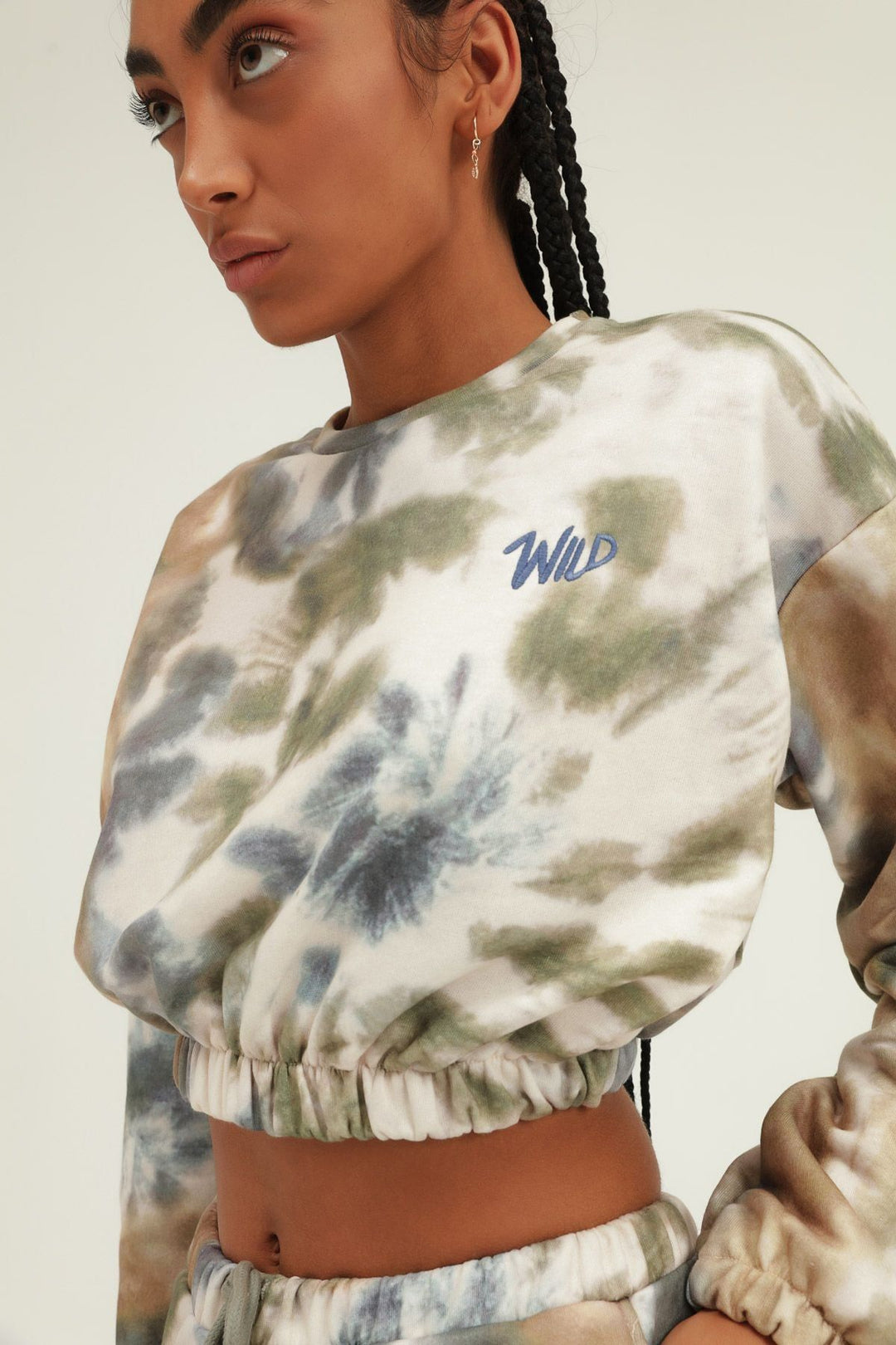 Batik Patterned Embroidered Sweatshirt Indigo