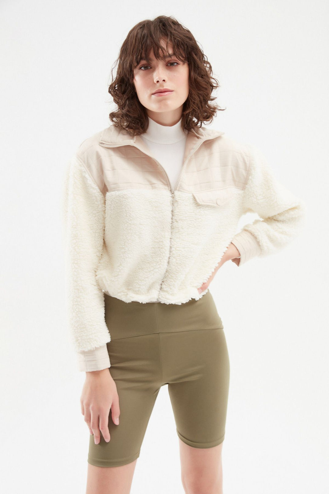 Plush Zipper Jacket Stone