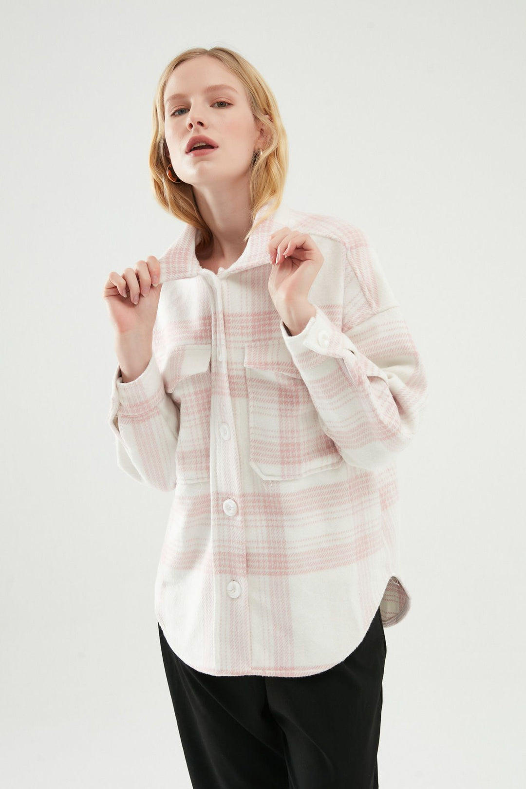 Striped Big Pocket Shirt Pink