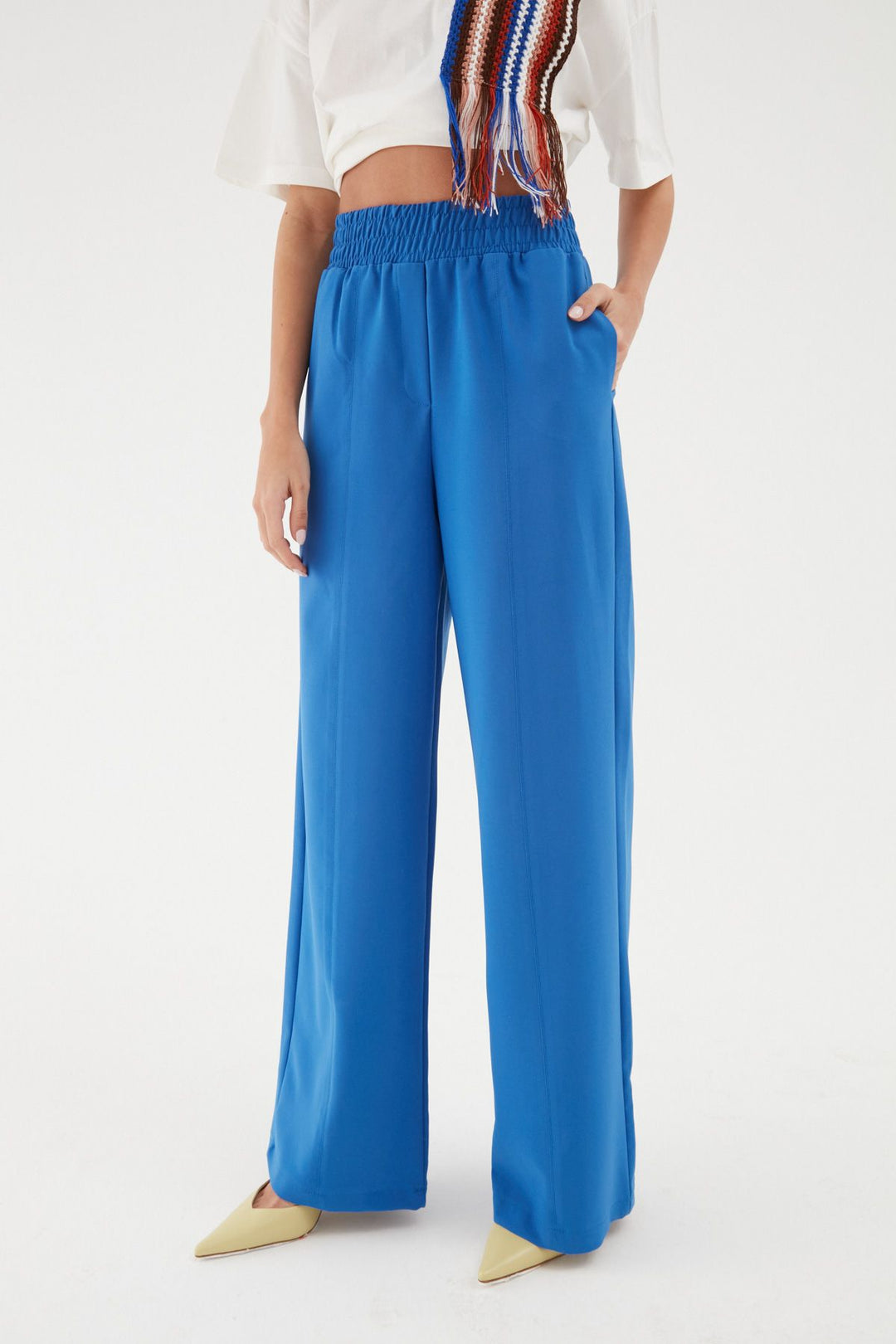 Beli Lastikli Bol Paça Pantolon Sax