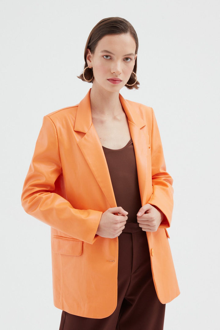 Blazer Leather Jacket Orange