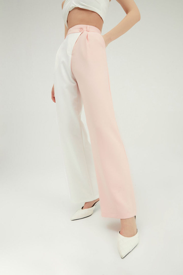Two Color Palazzo Trousers Powder