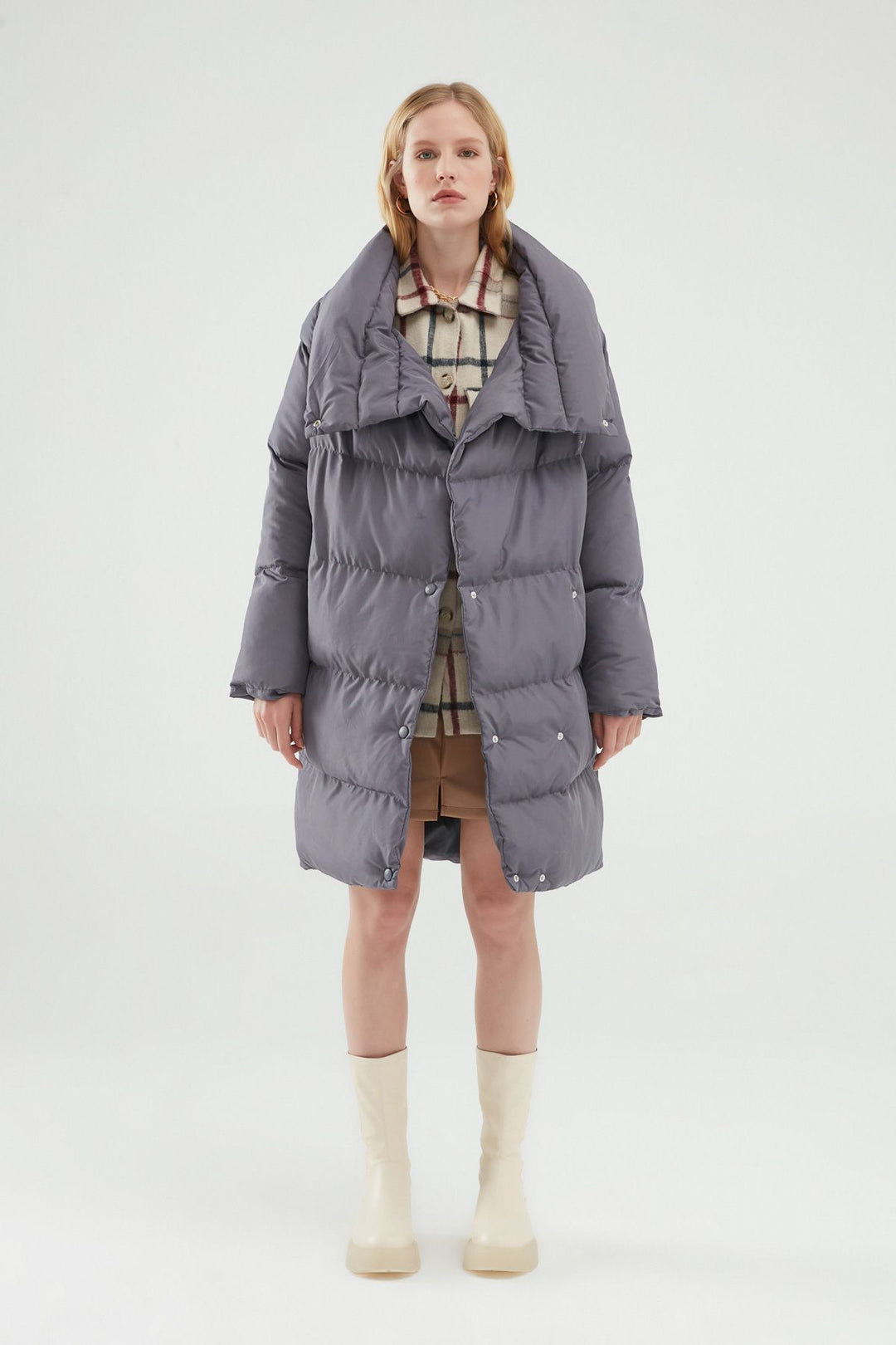 Double Breasted Down Jacket Gray